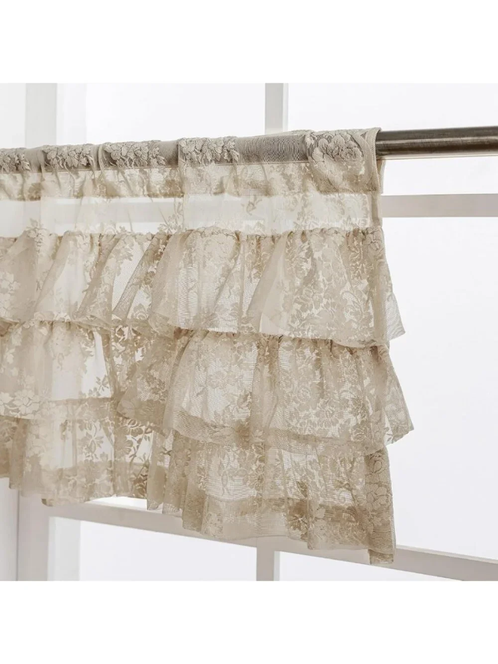 Beige Lace Ruffle Valance Panel 52